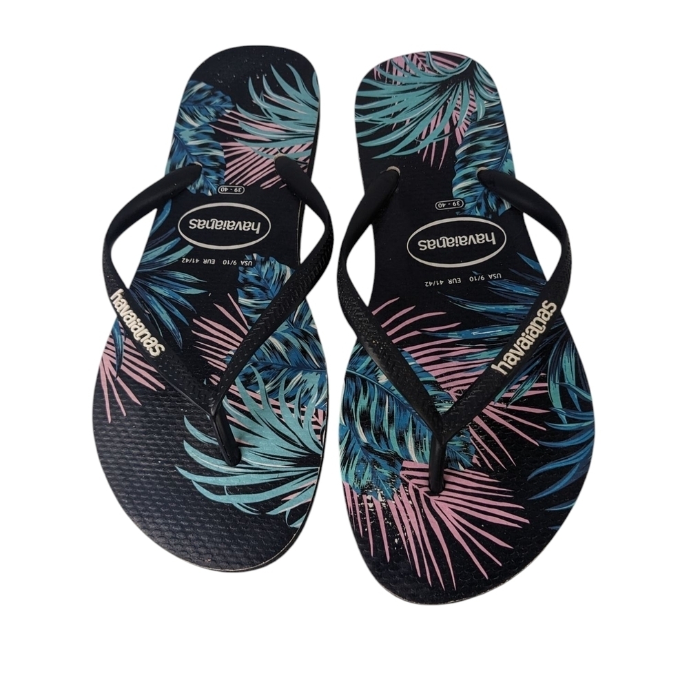 Havaianas Black Tropical Flip Flops